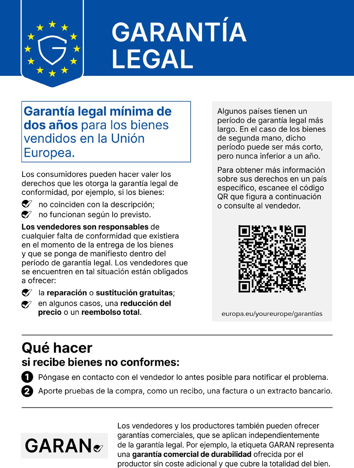 Tus derechos legales de garantía