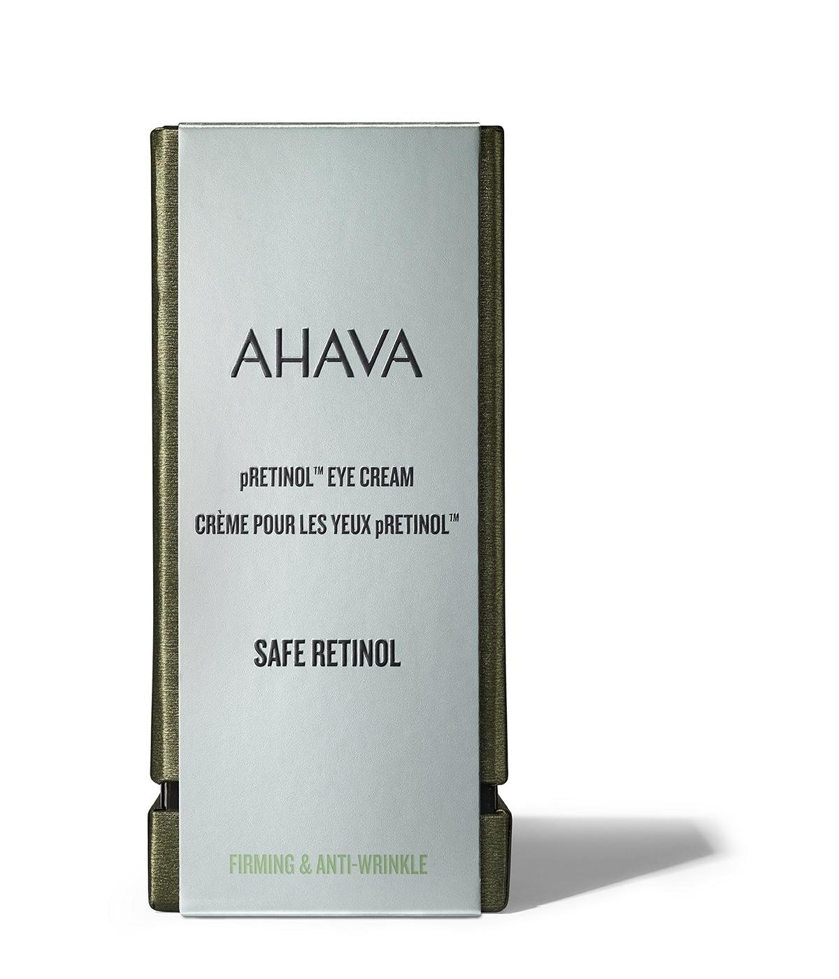 Verpackung der AHAVA pRetinol Augencreme, festigend und gegen Falten.