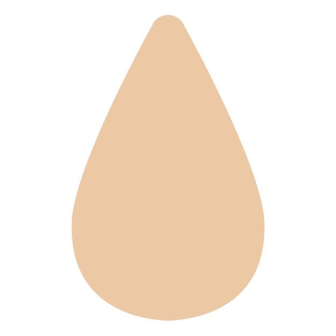 Beige Tropfenform auf weißem Hintergrund.