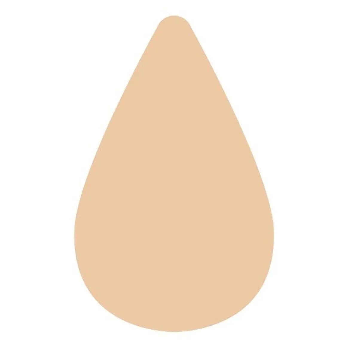 Beige Tropfenform auf weißem Hintergrund.