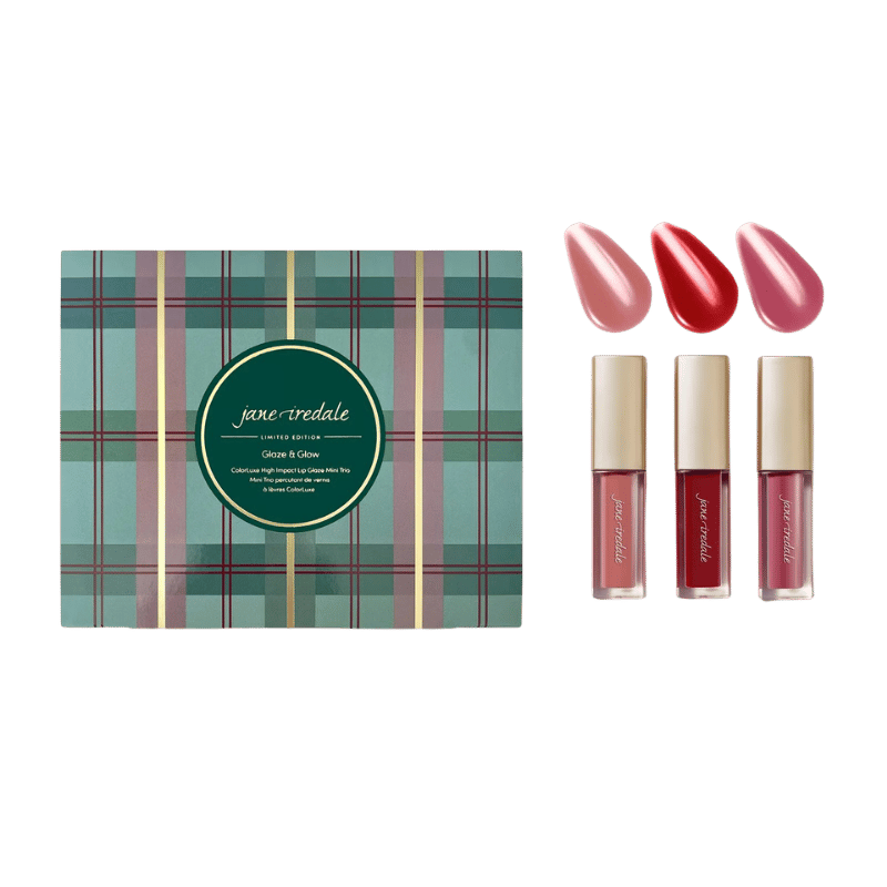 Jane Iredale Mineral Maquillaje Glaseado y Resplandor ColorLuxe Trío Mini de Brillo de Labios de Alta Impacto - Edición Limitada