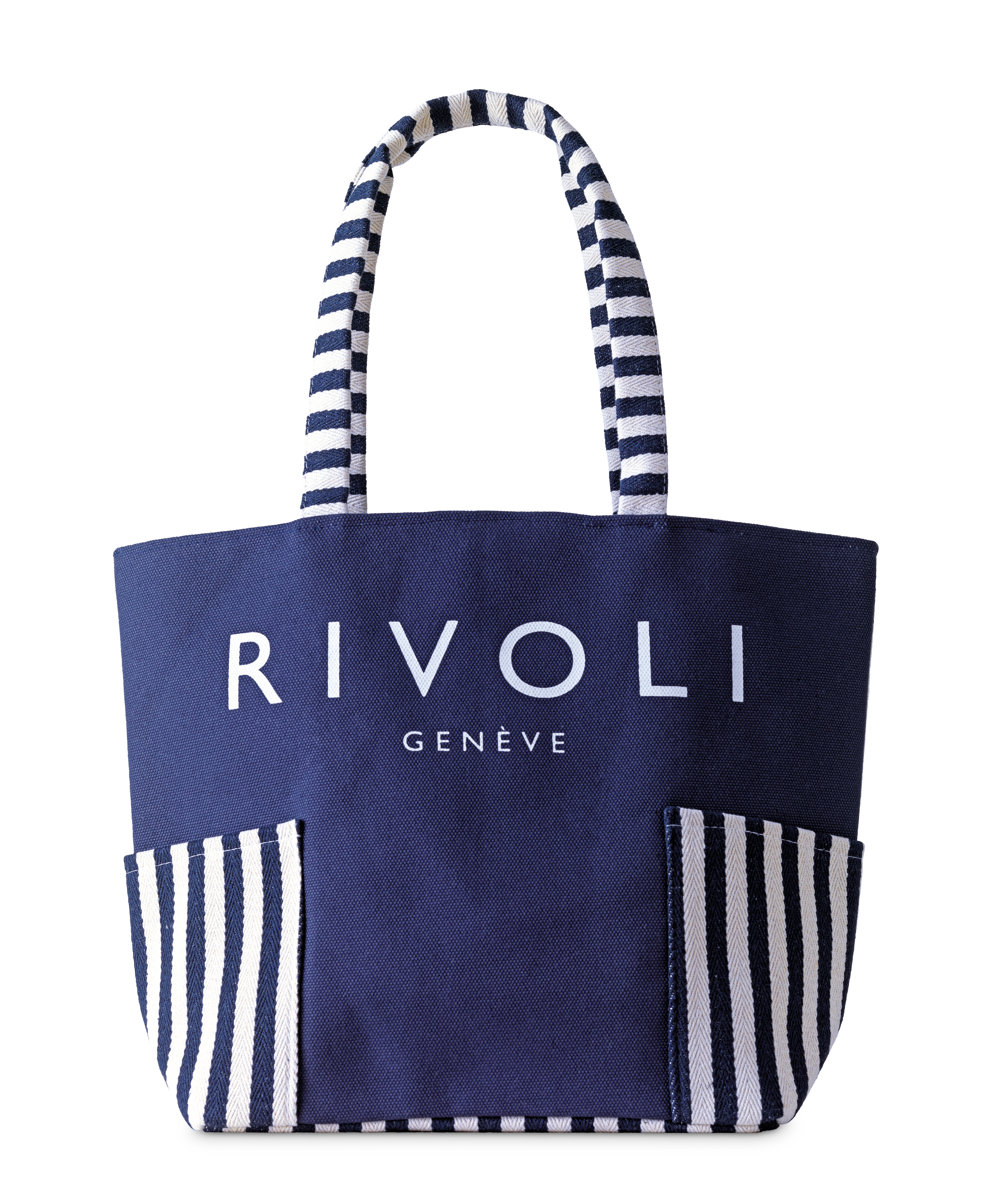 bolso de playa azul-blanco