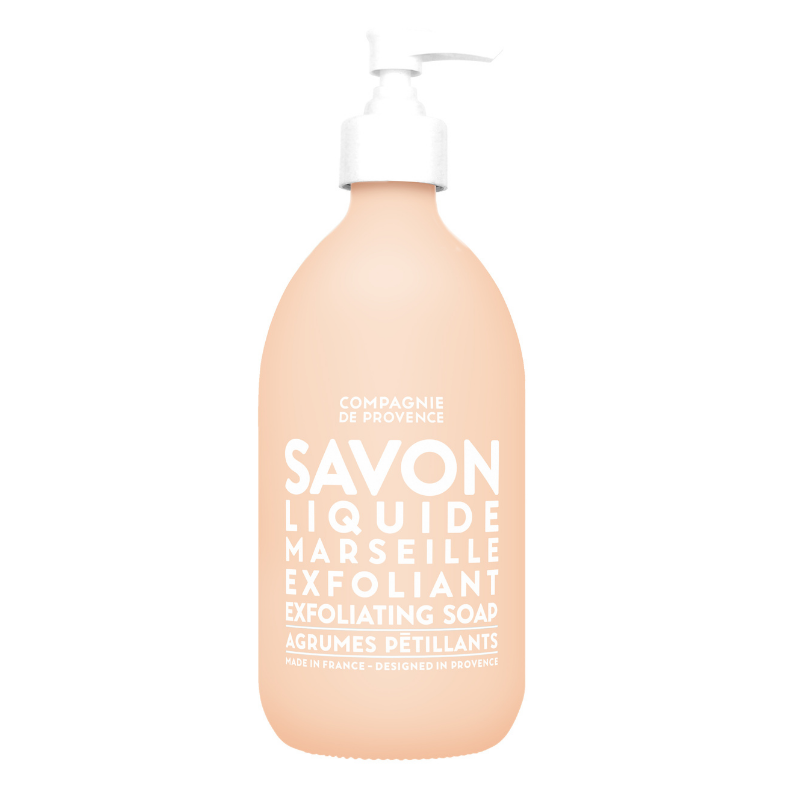 Flasche mit exfolierender Flüssigseife aus Marseille, 495 ml, von Compagnie de Provence.