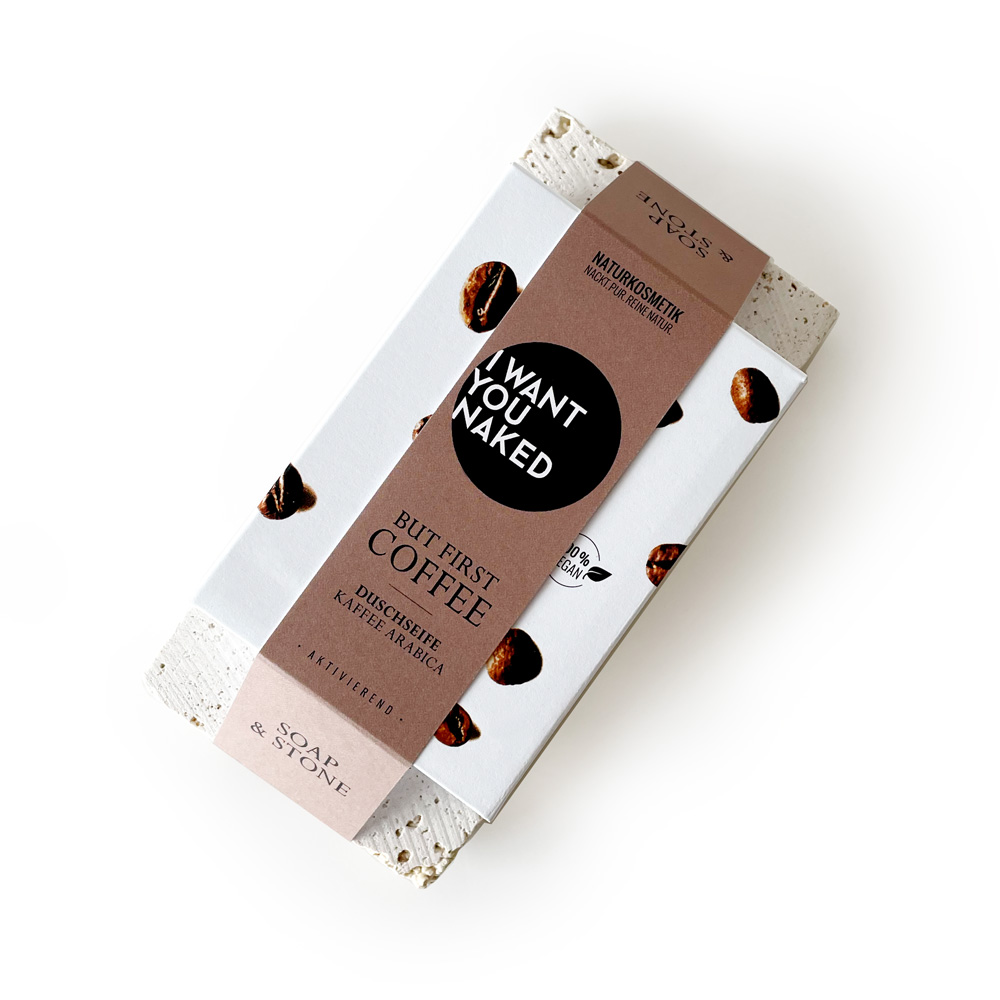 SOAP & STONE Naked Stone con jabón de ducha PERO PRIMERO CAFÉ