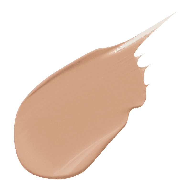 Nahaufnahme eines beigen Make-up-Swatches auf transparentem Hintergrund.