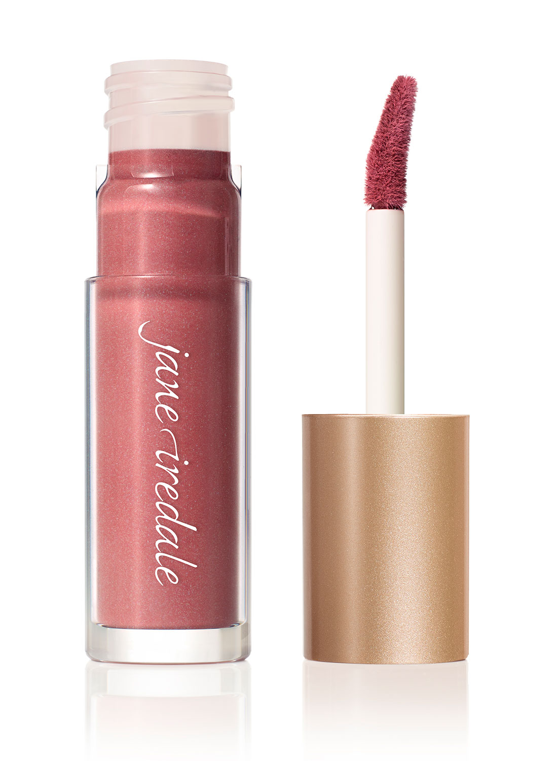 Jane Iredale Lip Stain in der Farbe 'Fascination' mit Applikator, goldener Deckel.