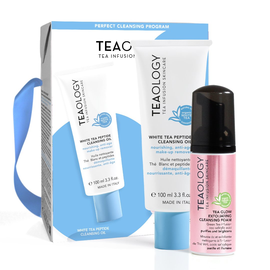 TEAOLOGY KIT - White tea peptide cleansing oil + tea glow foam