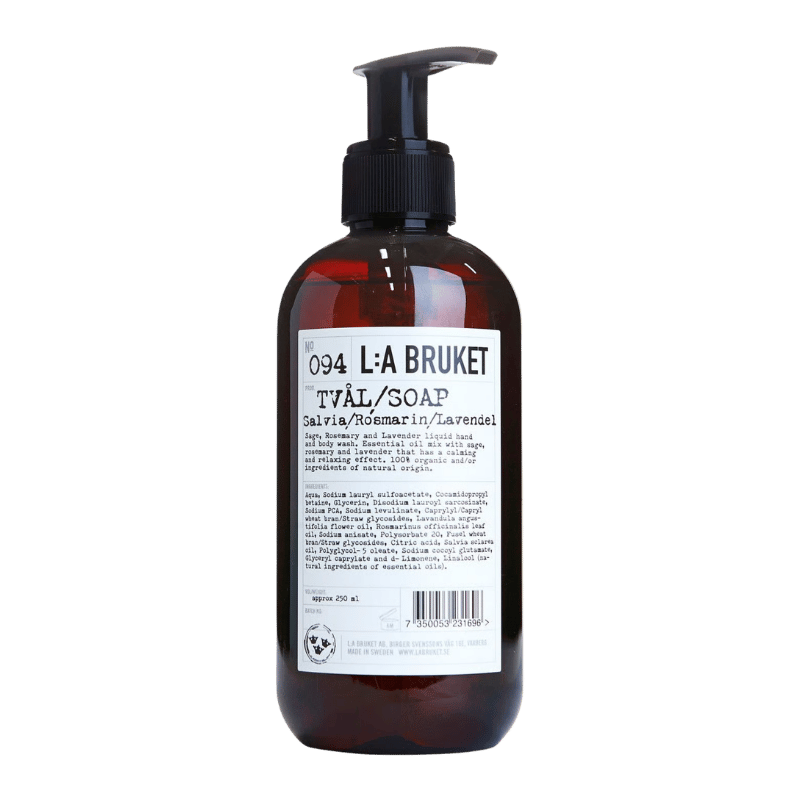 L:A BRUKET No. 094 Hand & Body Wash Sage/Rosemary/Lavender tamaño de viaje