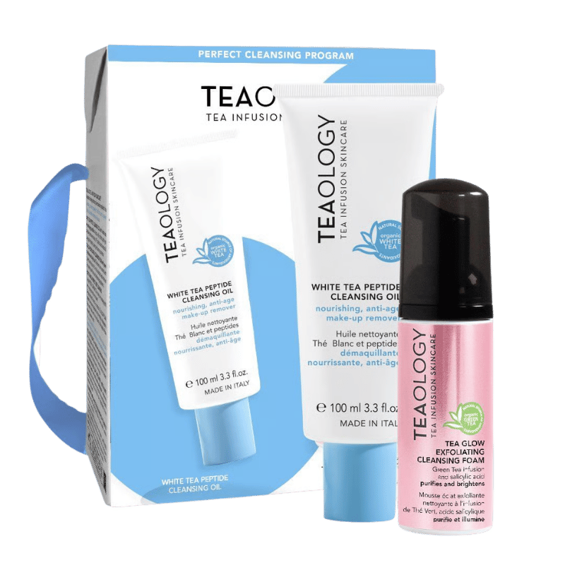 TEAOLOGY KIT - aceite limpiador con péptidos de té blanco + espuma brillante de té