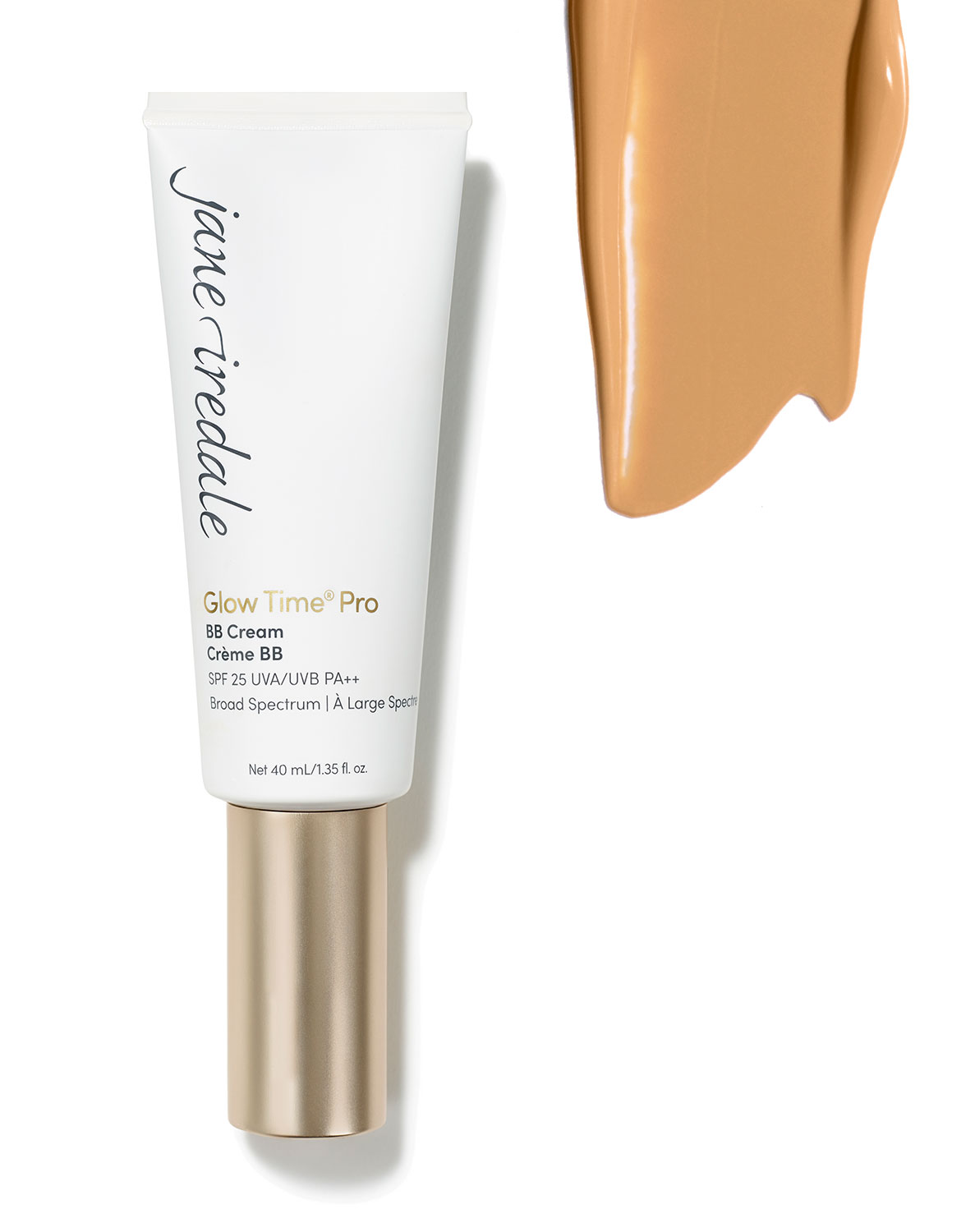 Jane Iredale Glow Time Pro BB Cream GT8, SPF 25, 40 ml, Tube und Farbprobe.