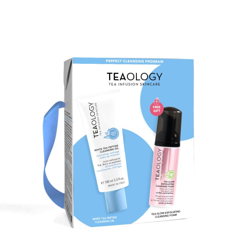 TEAOLOGY KIT - aceite limpiador con péptidos de té blanco + espuma brillante de té