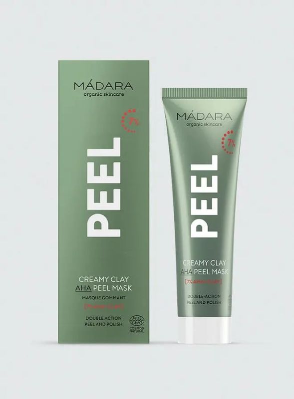 MADARA Organic Skincare Crema exfoliante de arcilla cremosa con AHA, mascarilla exfoliante