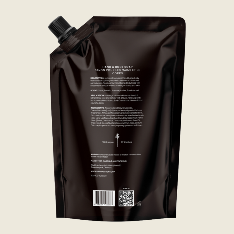 RAAW Alchemy Hand & Body Wash No Vacancy Refill Jabón líquido