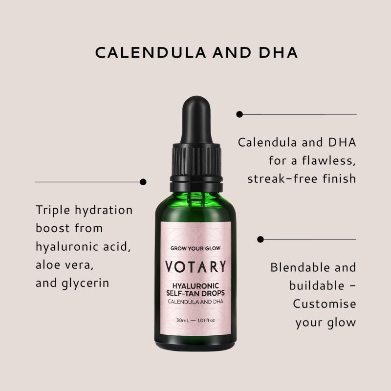 VOTARY Hyaluronic Self-Tan Drops; Calendula and DHA