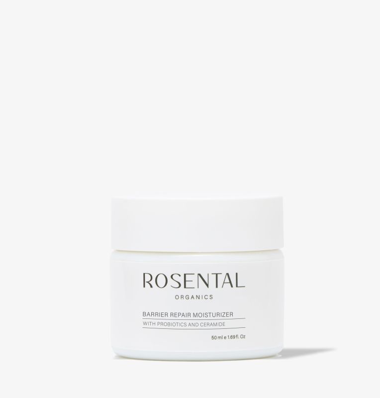 Rosental Organics Barrier Repair Moisturizer, 50 ml, mit Probiotika und Ceramid, weiße Verpackung auf weißem Hintergrund.