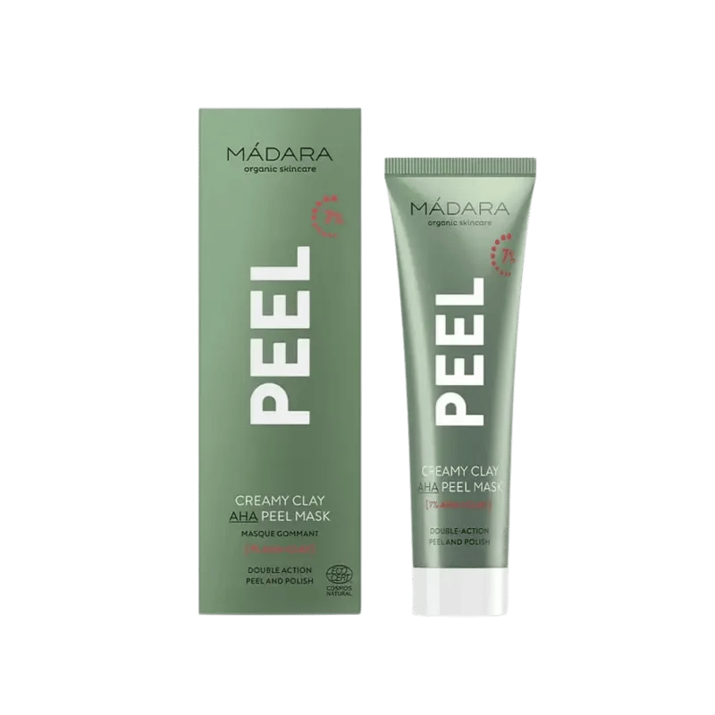 MADARA Organic Skincare Crema exfoliante de arcilla cremosa con AHA, mascarilla exfoliante