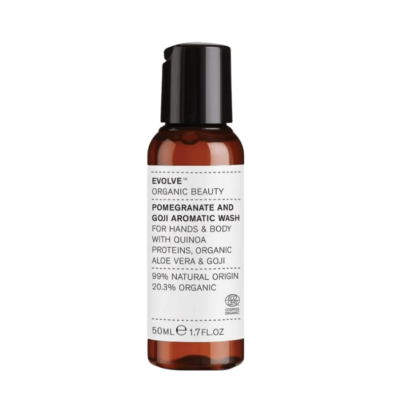 EVOLVE Organic Beauty tamaño de viaje Pomegranate and Goji Aromatic Wash