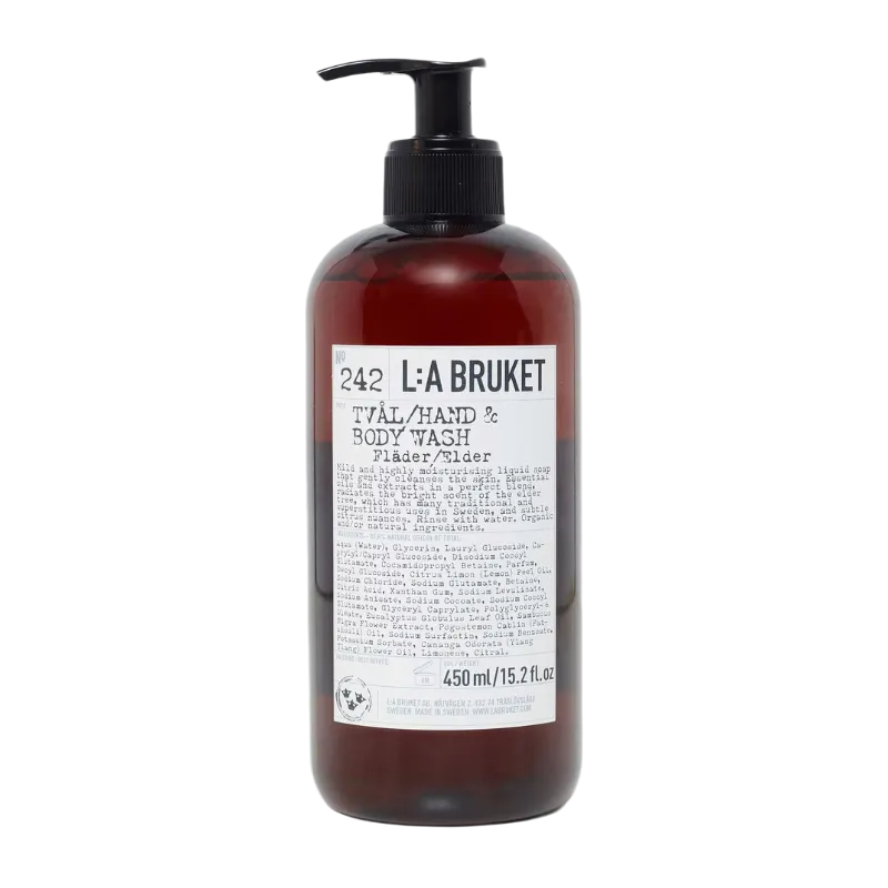 L:A BRUKET No. 242 Hand & Body Wash Elder 450ml jabón líquido