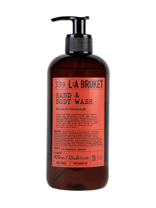 L:A BRUKET No. 339 Hand & Body Wash RHUBARB/GERANIUM 450ML CosmosNat