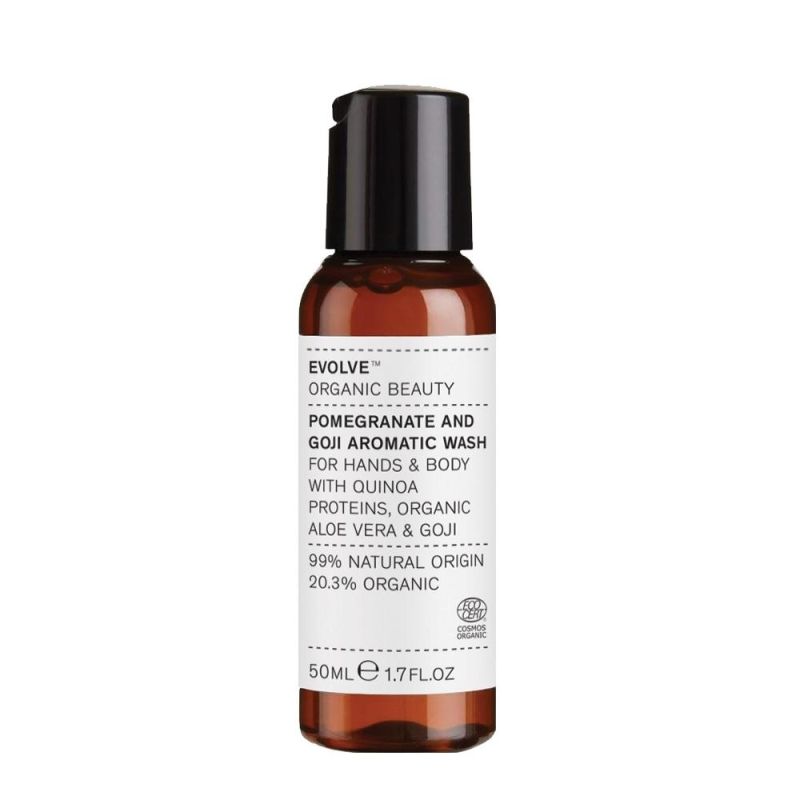 EVOLVE Organic Beauty tamaño de viaje Pomegranate and Goji Aromatic Wash