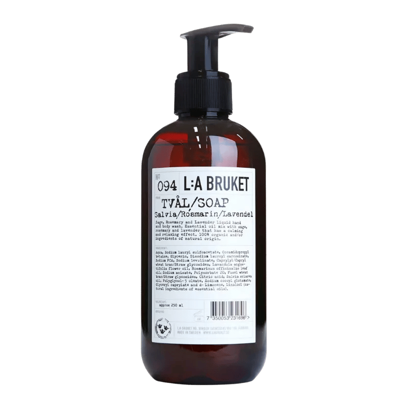 L:A BRUKET No. 094 Hand & Body Wash Sage/Rosemary/Lavender tamaño de viaje